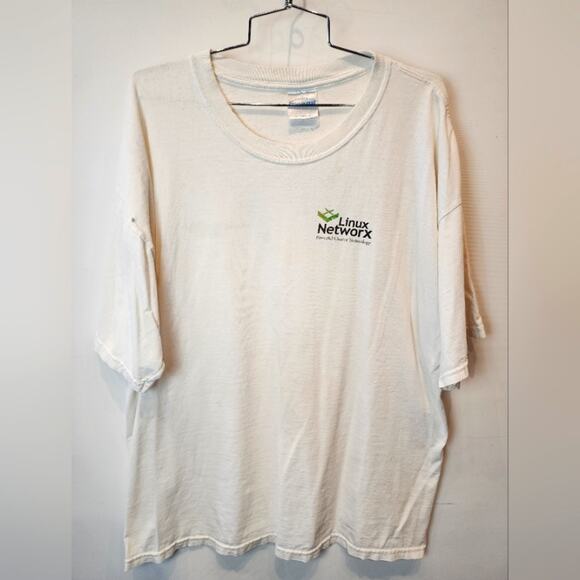 Vintage 90's Linux Network Tradeshow T-Shirt Holes Size XL - Picture 1 of 11